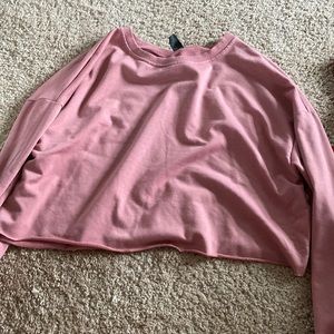 Salmon cropped crew neck
